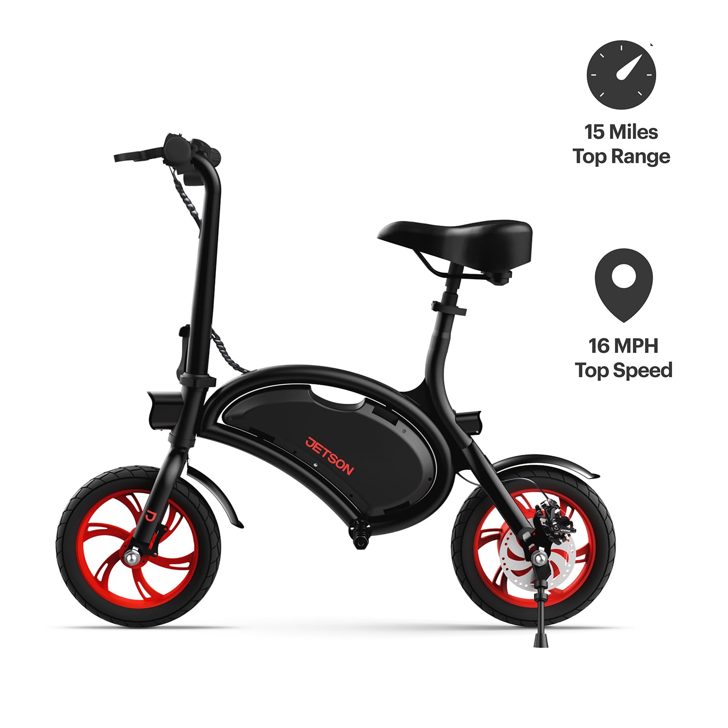 Jetson Bolt Electric Bike, Foot Pegs, Easy-Folding, Built-In Carrying Handle, Twist Throttle, Cruise Control, Up To 15.5 MPH, Range Up To 15 Miles, Ages 13+, Black, JBOLT-BLK - Image 16