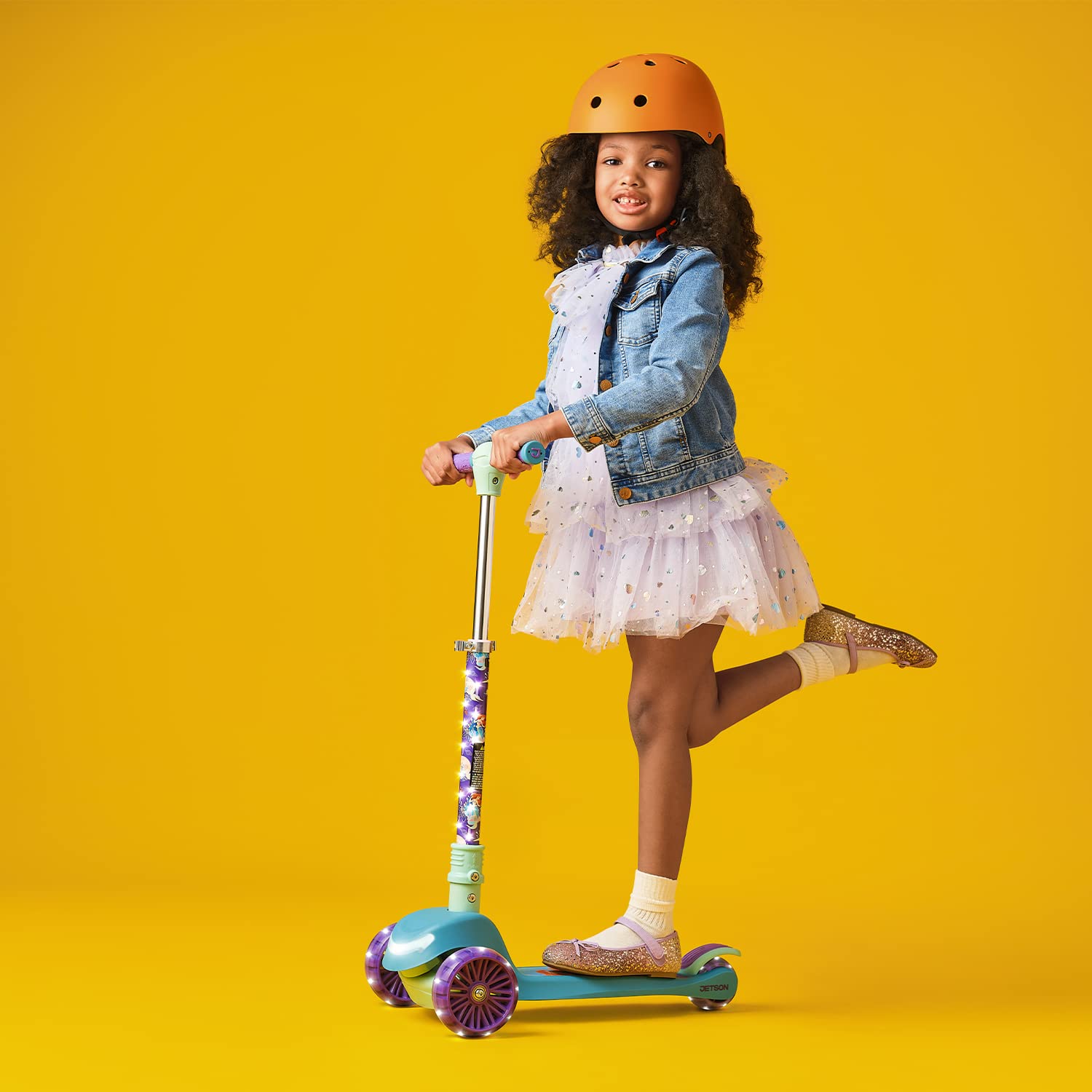 Jetson Character Kids Kick Scooter, LED Lights on Stem & Light-Up Wheels, Lightweight Frame, Height-Adjustable Handlebar, Lean-to-Steer System, Easy-Fold Mechanism - Image 9