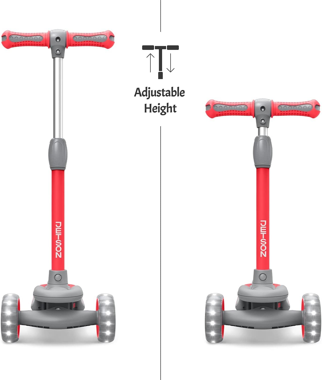 Jetson Gleam Kids Kick Scooter | LED Light-Up Wheels | Rear Foot Brake | Adjustable Handlebar | Wide Deck | Lean-to-Steer | Three Wheels | Ages 3+ - Image 4